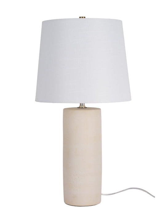 Table Lamp, Water Marble Ceramic and White Linen Shade, 17 Inch