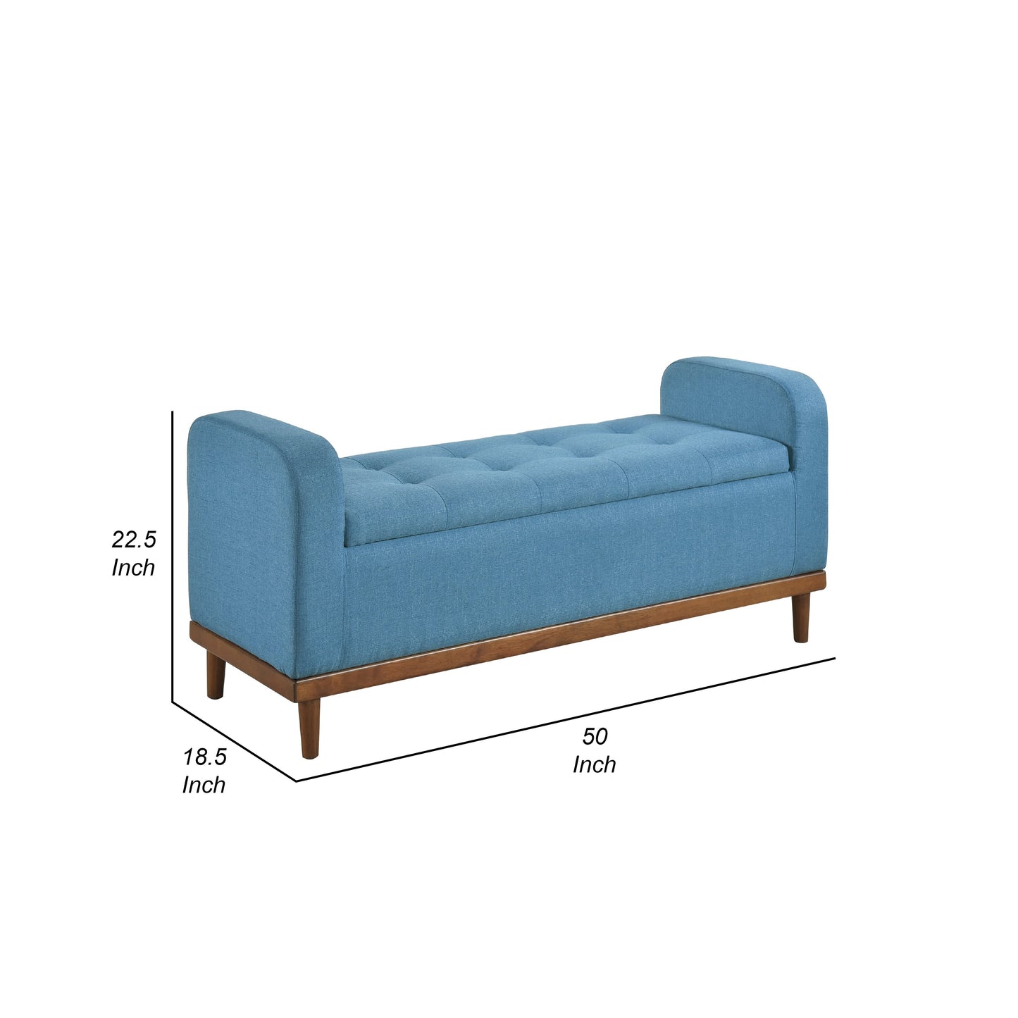 Bity Lift Top Storage Bench, Light Brown Textured Fabric, Wood 50 Inch