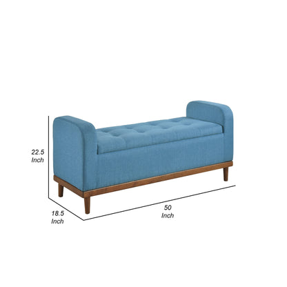 Bity Lift Top Storage Bench, Light Brown Textured Fabric, Wood 50 Inch