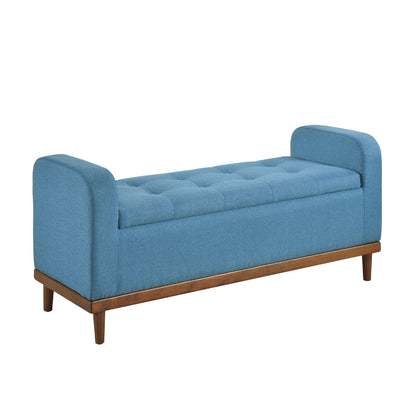Bity Lift Top Storage Bench, Light Brown Textured Fabric, Wood 50 Inch
