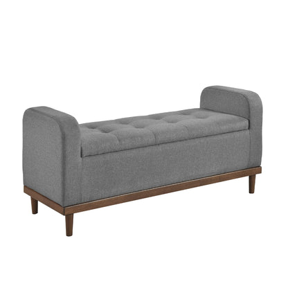 Bity Lift Top Storage Bench, Medium Gray Textured Fabric, Wood 50 Inch