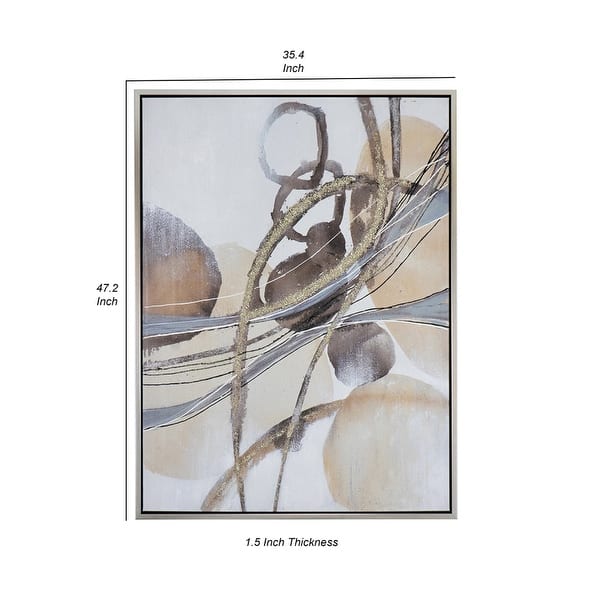 Bny 35 x 47 Abstract Wall Art Print, Watercolor Oil Painting, Brown, Silver