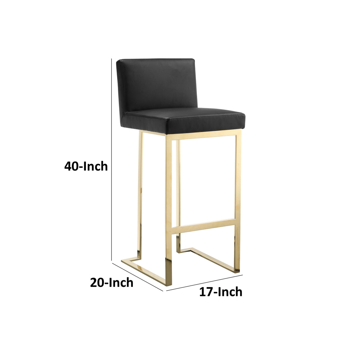 Boly 30 Inch Barstool Chair, Cushioned White Faux Leather, Gold Cantilever