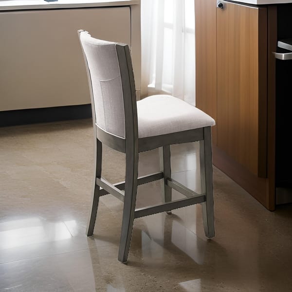 Brandon 24 Inch Counter Height Chair Set of 2, Gray Fabric Upholstery