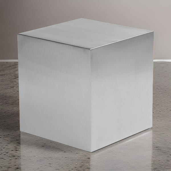 Brioni 16 Inch Side End Table, Square Top, Brushed Silver Metal Frame