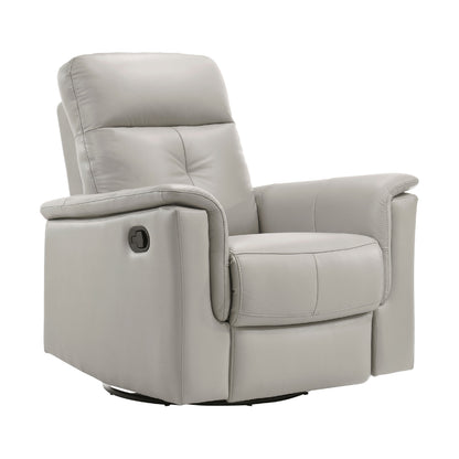 Briz Manual Swivel Recliner Chair, Top Grain Leather Silver Gray