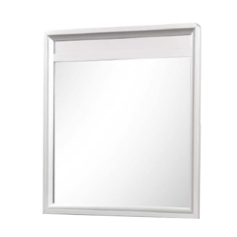 Broy 40 Inch Dresser Mirror, Champagne Gray Wood, Rounded Edges