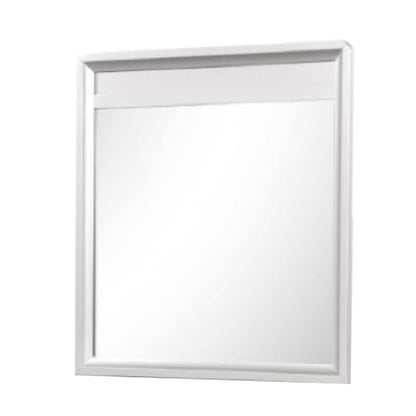 Broy 40 Inch Dresser Mirror, Champagne Gray Wood, Rounded Edges