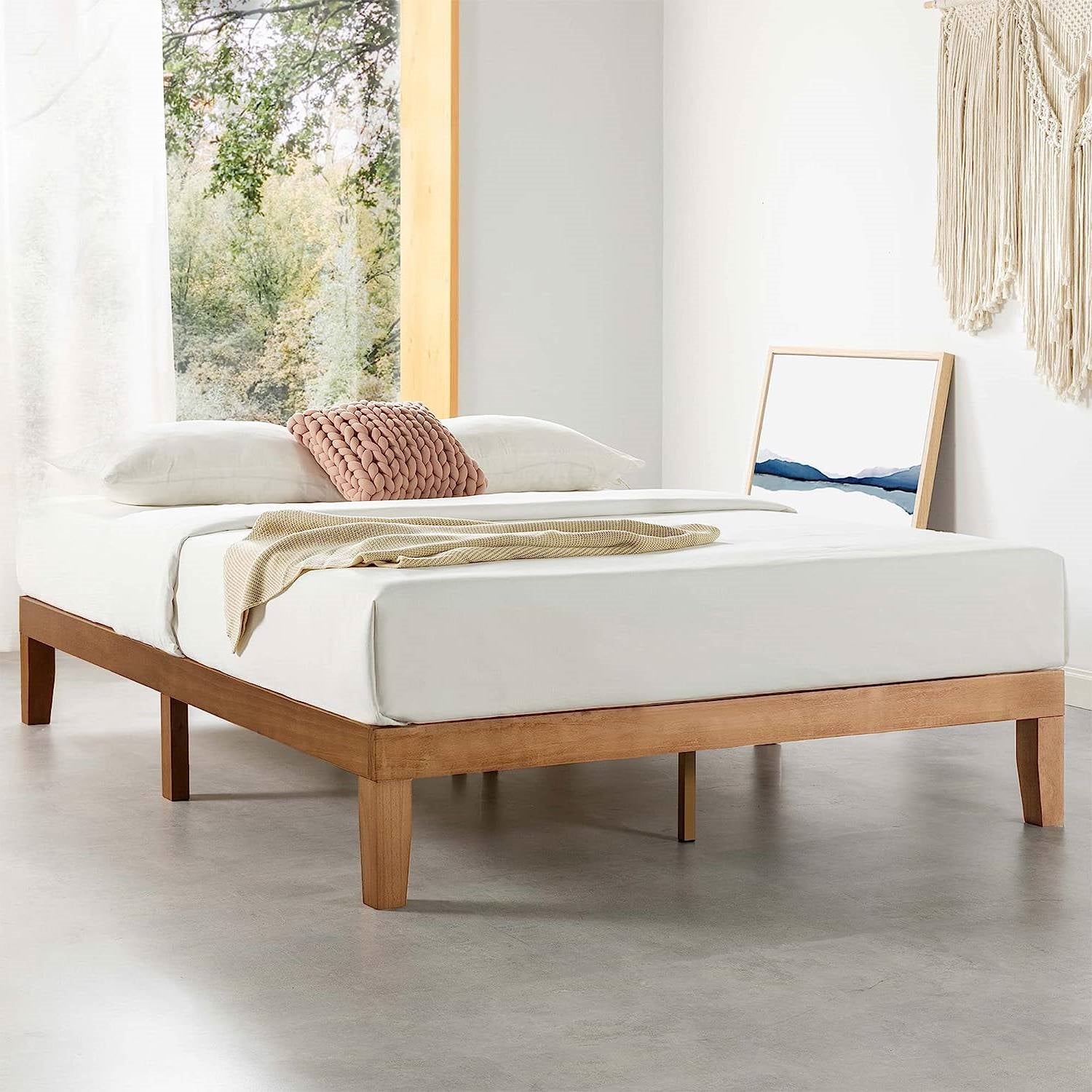 California King size Solid Wood Platform Bed Frame in Natural Wooden Finish — Chic Home-Decor
