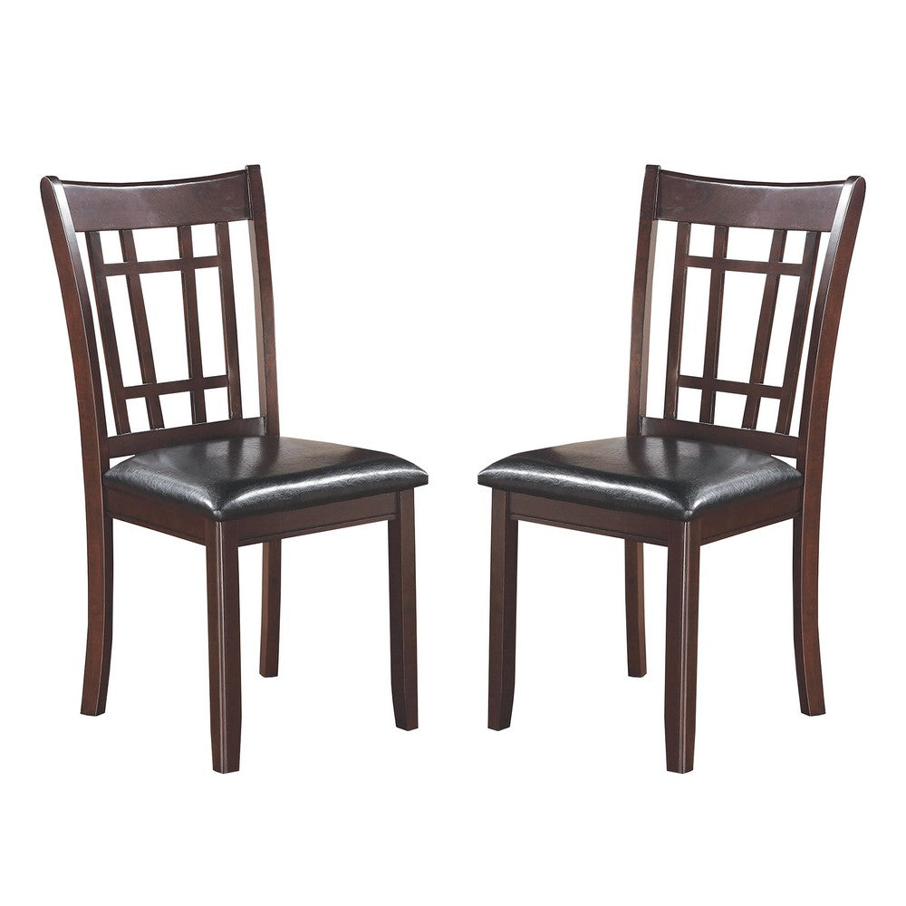 Contemporary Armless Dining Side Chairs, Set of 2, Espresso Brown & Black