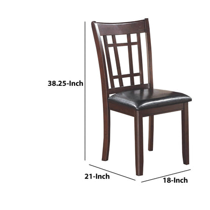 Contemporary Armless Dining Side Chairs, Set of 2, Espresso Brown & Black