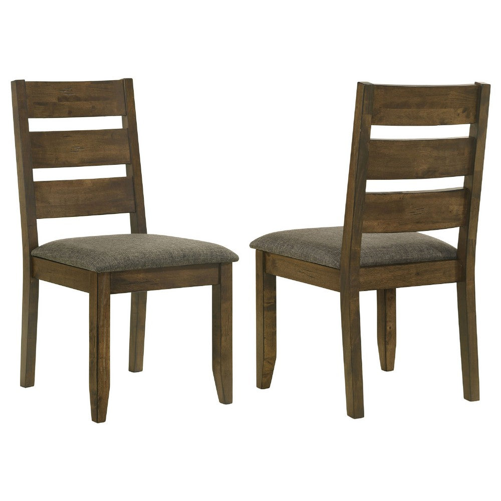 Wooden Ladder Back Dining Chairs, Knotty Nutmeg & Brown, Set of 2
