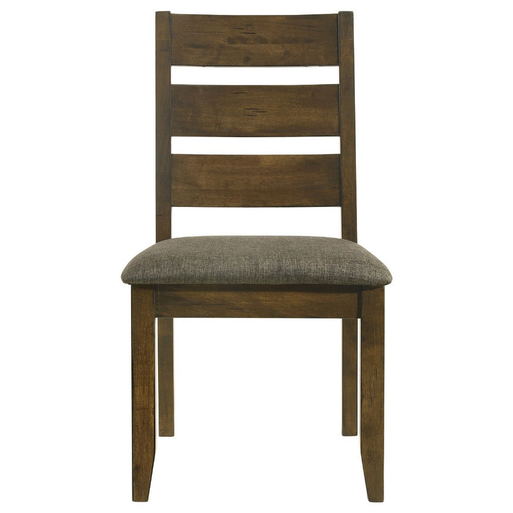 Wooden Ladder Back Dining Chairs, Knotty Nutmeg & Brown, Set of 2