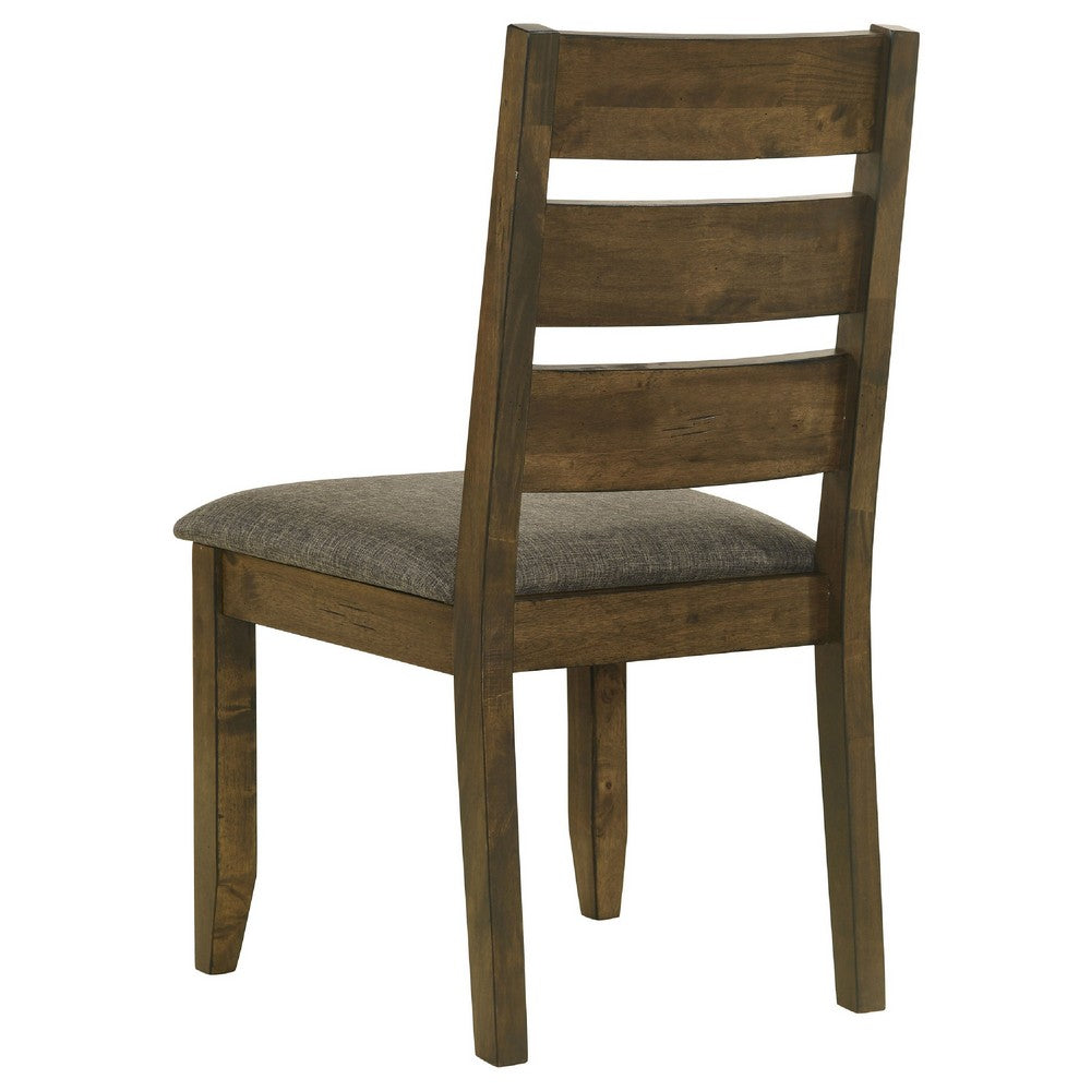 Wooden Ladder Back Dining Chairs, Knotty Nutmeg & Brown, Set of 2