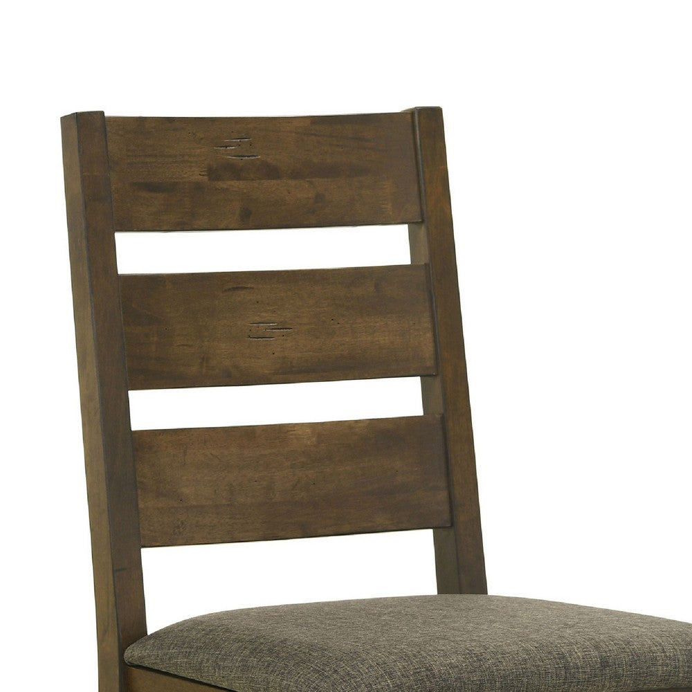 Wooden Ladder Back Dining Chairs, Knotty Nutmeg & Brown, Set of 2