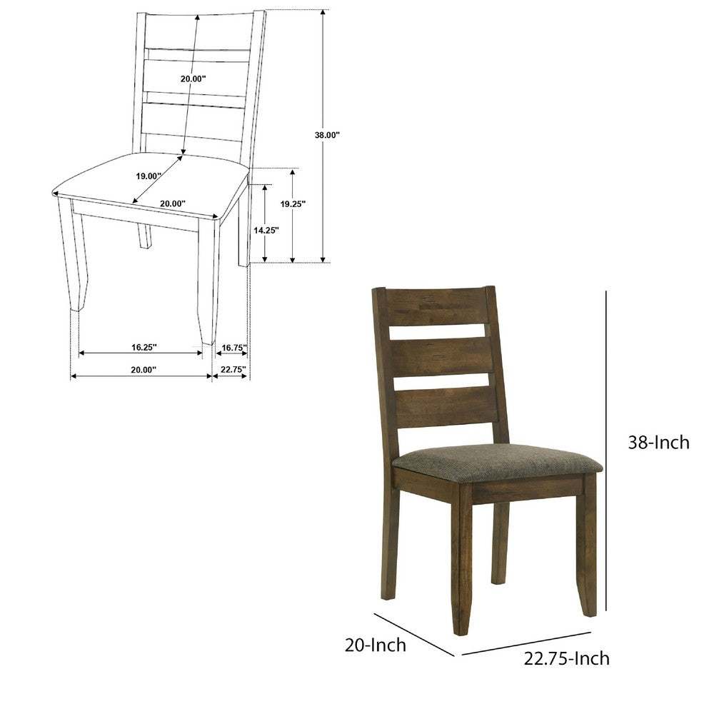 Wooden Ladder Back Dining Chairs, Knotty Nutmeg & Brown, Set of 2