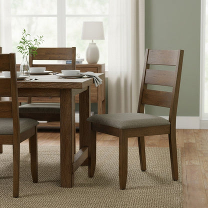 Wooden Ladder Back Dining Chairs, Knotty Nutmeg & Brown, Set of 2