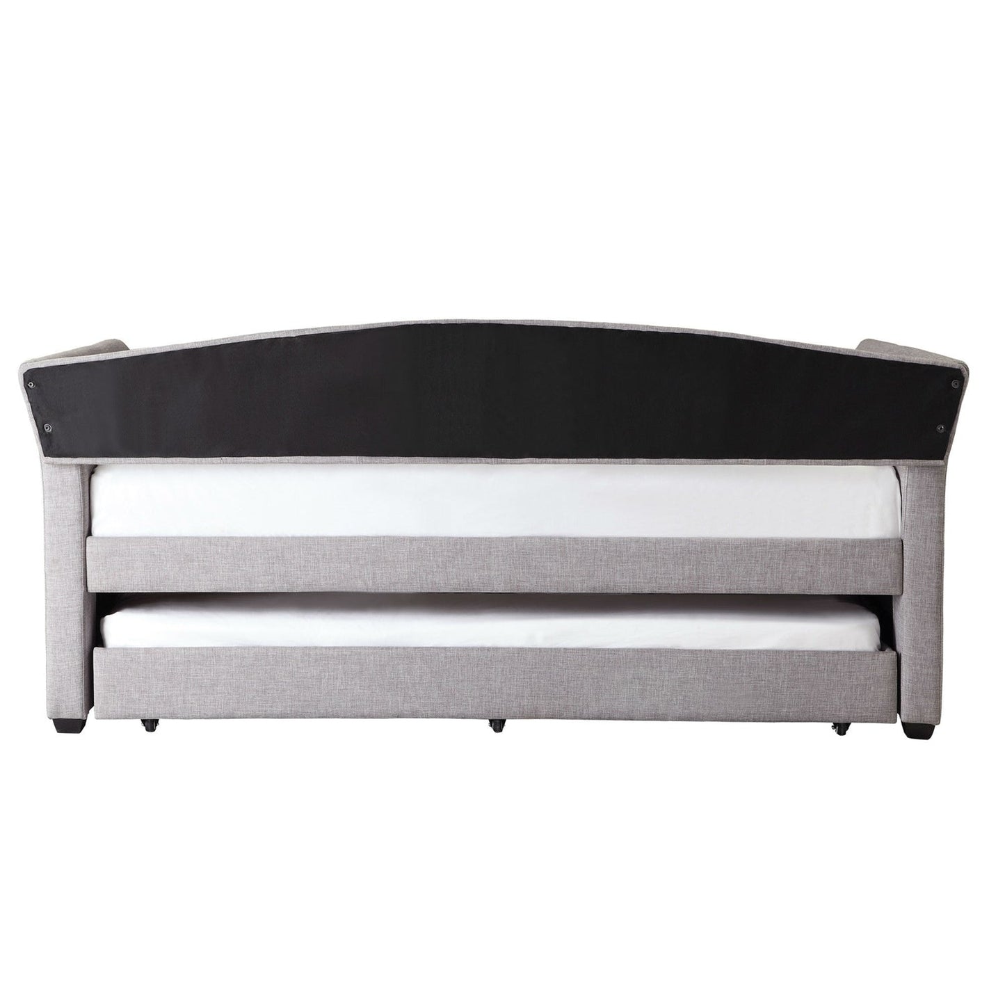 Twin size Grey Upholstered Daybed with Roll-out Trundle Guest Bed