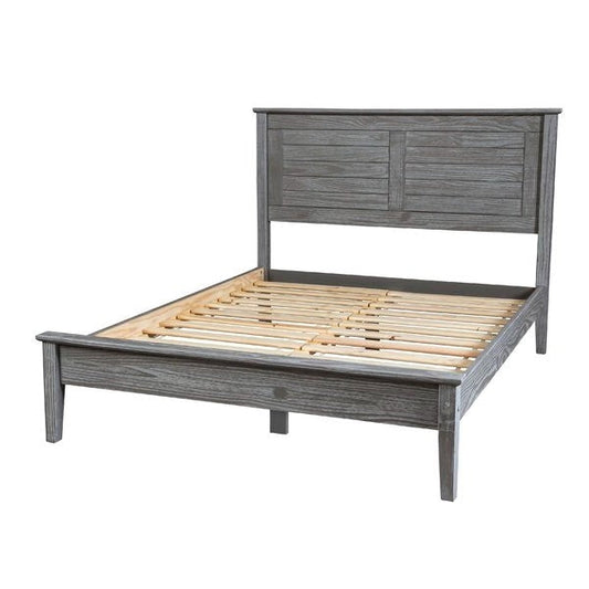 Contemporary Grey Solid Pine Platform Bed in Queen Size — Chic Home-Decor