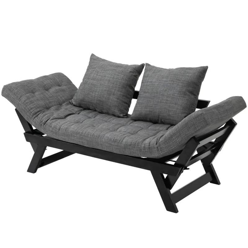 Charcoal/Black 3 In 1 Convertible Sofa Chaise Lounger Bed with  2 Large Pillows — Chic Home-Decor