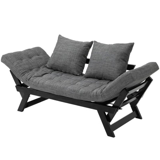 Charcoal/Black 3 In 1 Convertible Sofa Chaise Lounger Bed with  2 Large Pillows — Chic Home-Decor