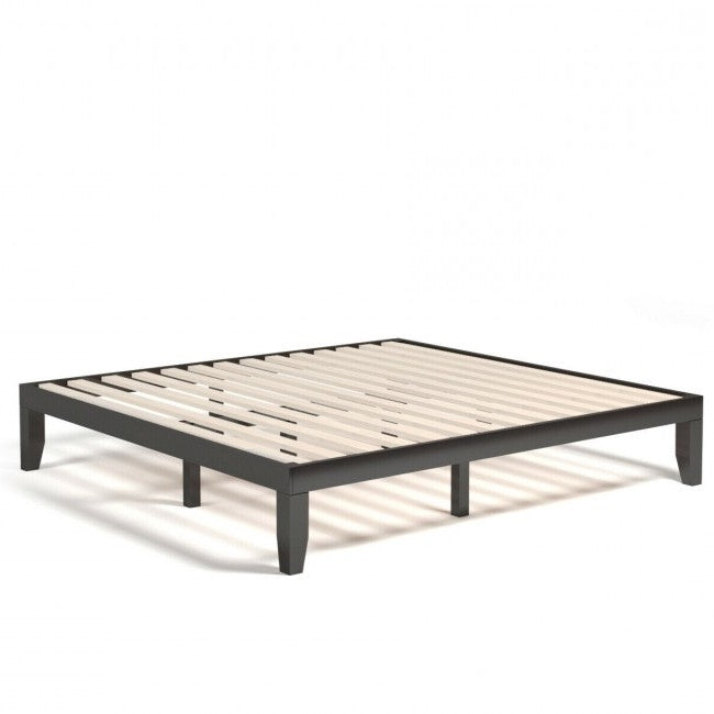 14 Inch Modern Rubberwood Chocolate Platform Bed in King Size — Chic Home-Decor
