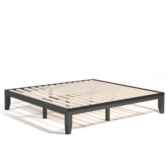 14 Inch Modern Rubberwood Chocolate Platform Bed in King Size — Chic Home-Decor