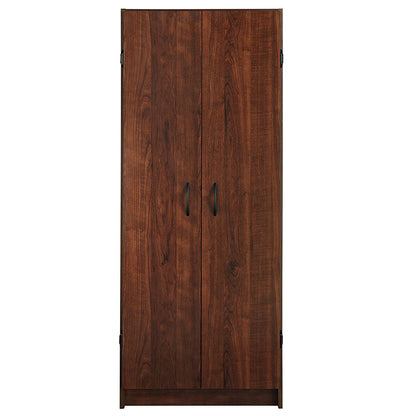 Wardrobe Cabinet with Shelves in Dark Cherry Wood Finish Bedroom Kitchen or Bathroom