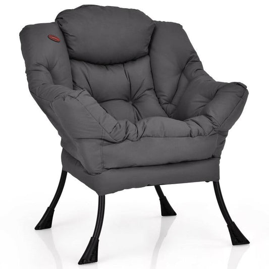 Upholstered Modern Cushioned Accent Chair with Side Pocket in Grey — Chic Home-Decor