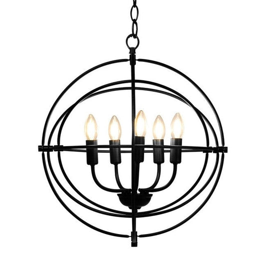5 Light Brass Rustic Industrial Rotating Metal Chandelier — Chic Home-Decor