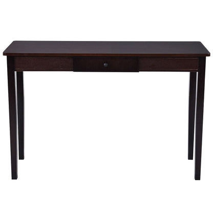 Walnut Brown Wood Console Sofa Table with Drawer