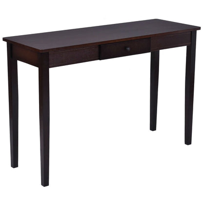 Walnut Brown Wood Console Sofa Table with Drawer