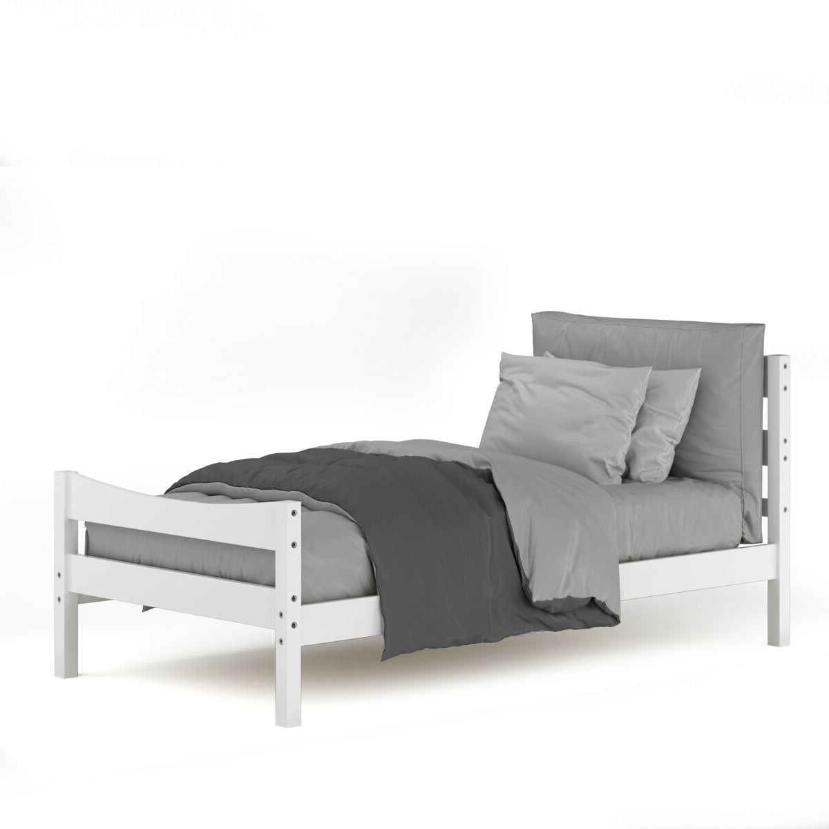 Twin size Farmhouse Style Pine Wood Platform Bed Frame in White — Chic Home-Decor
