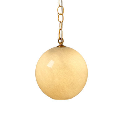 Tero Ceiling Pendant Light, Blue Blown Glass, Antique Brass, 12 Inch