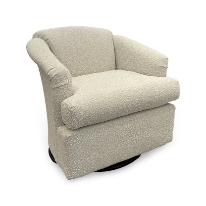 Lessa Swivel Accent Chair, Light Gray, Round Base, Soft Foam Cushion