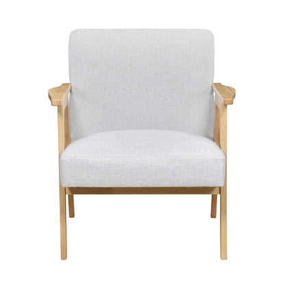 Cathy Accent Club Armchair, Soft Light Gray, Natural Brown Wood
