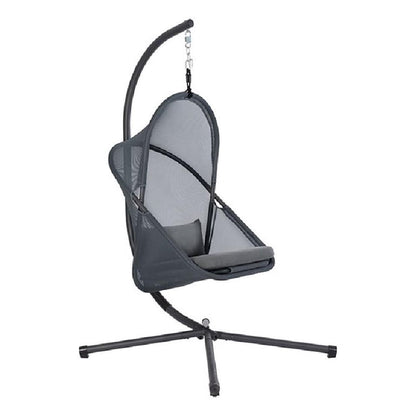 Cery Outdoor Egg Swing Chair, Foldable Stand, Dark Gray Cushion
