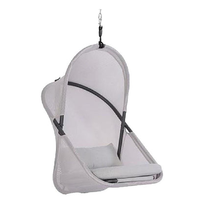 Cery Outdoor Hanging Swing Chair, Cushioned Light Gray Mesh