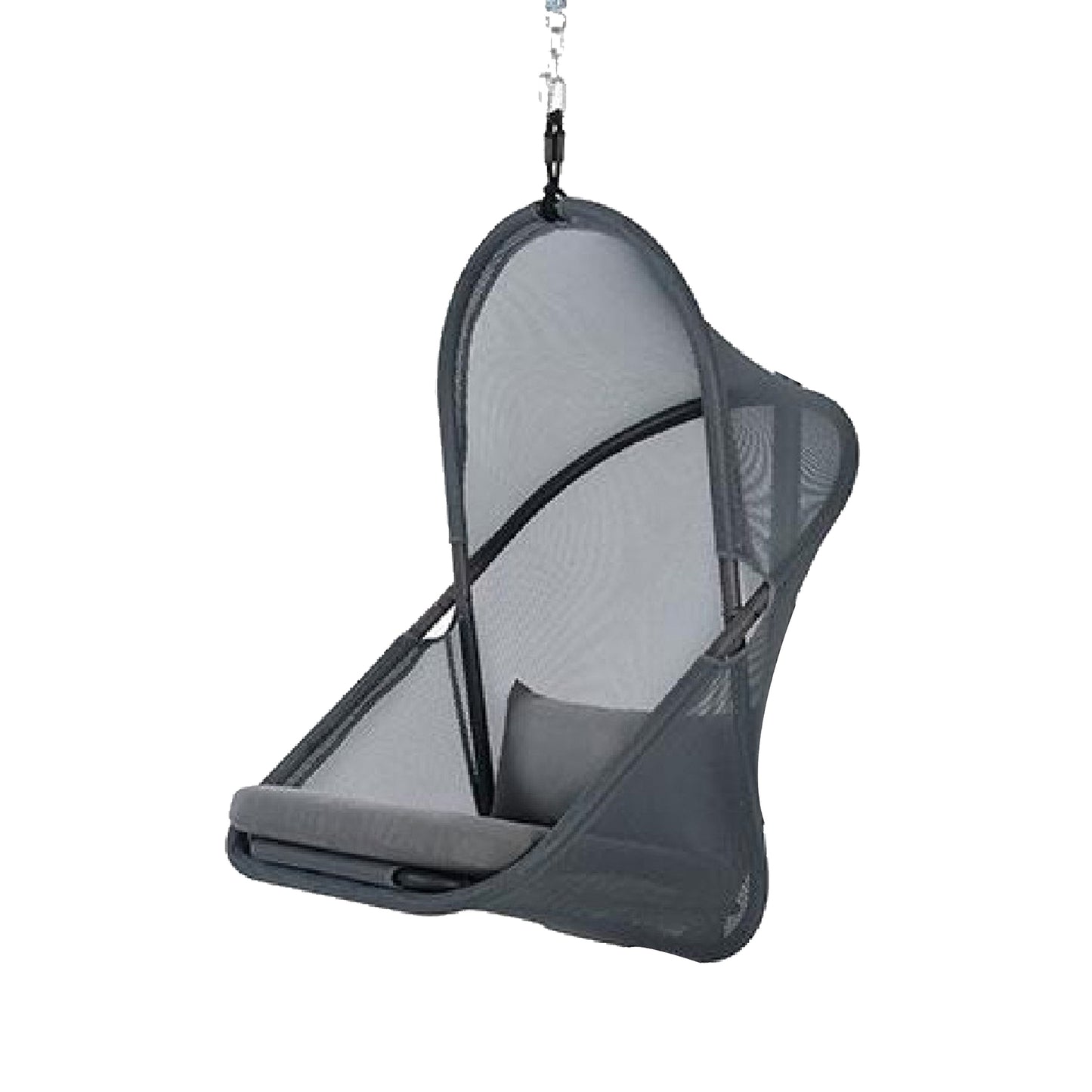 Cery Outdoor Hanging Swing Chair, Cushioned Dark Gray Mesh
