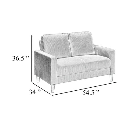Cey Loveseat, Taupe Corduroy Upholstery, Modern Style Legs, 55 Inch – Grey