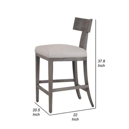 Cid Sten 27 Inch Counter Height Chair, T Shape Back, Beige Linen, Black