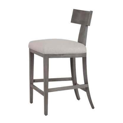 Cid Sten 27 Inch Counter Height Chair, T Shape Back, Beige Linen, Black