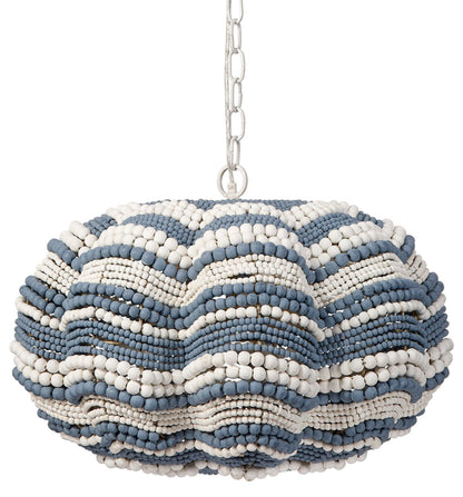 Fero Chandelier, Natural Brown Handcarved Mango Wood Beads, 27 Inch
