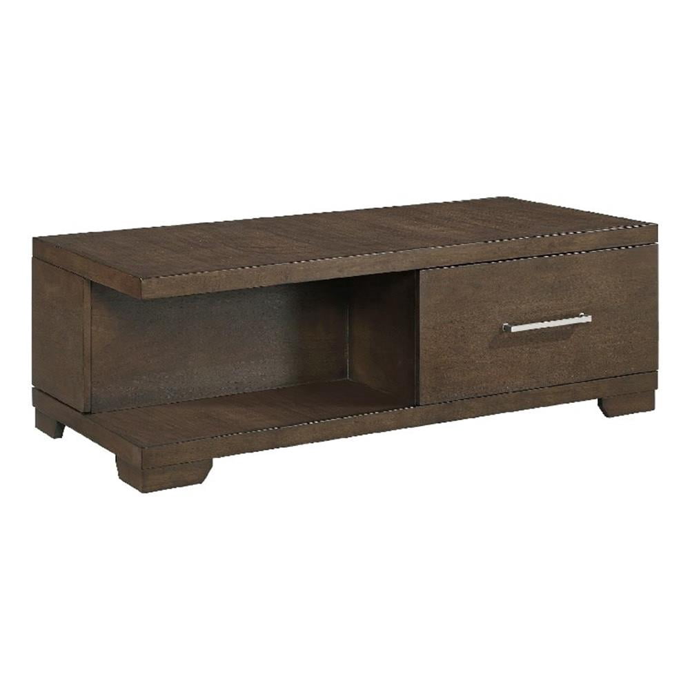 Duny Coffee Table with Open Shelf, 50 Inch, 1 Door, Espresso Brown