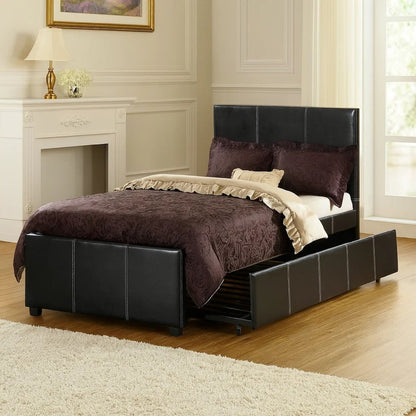 Commodius Full Bed With Rundle Espresso Faux Leather,Black