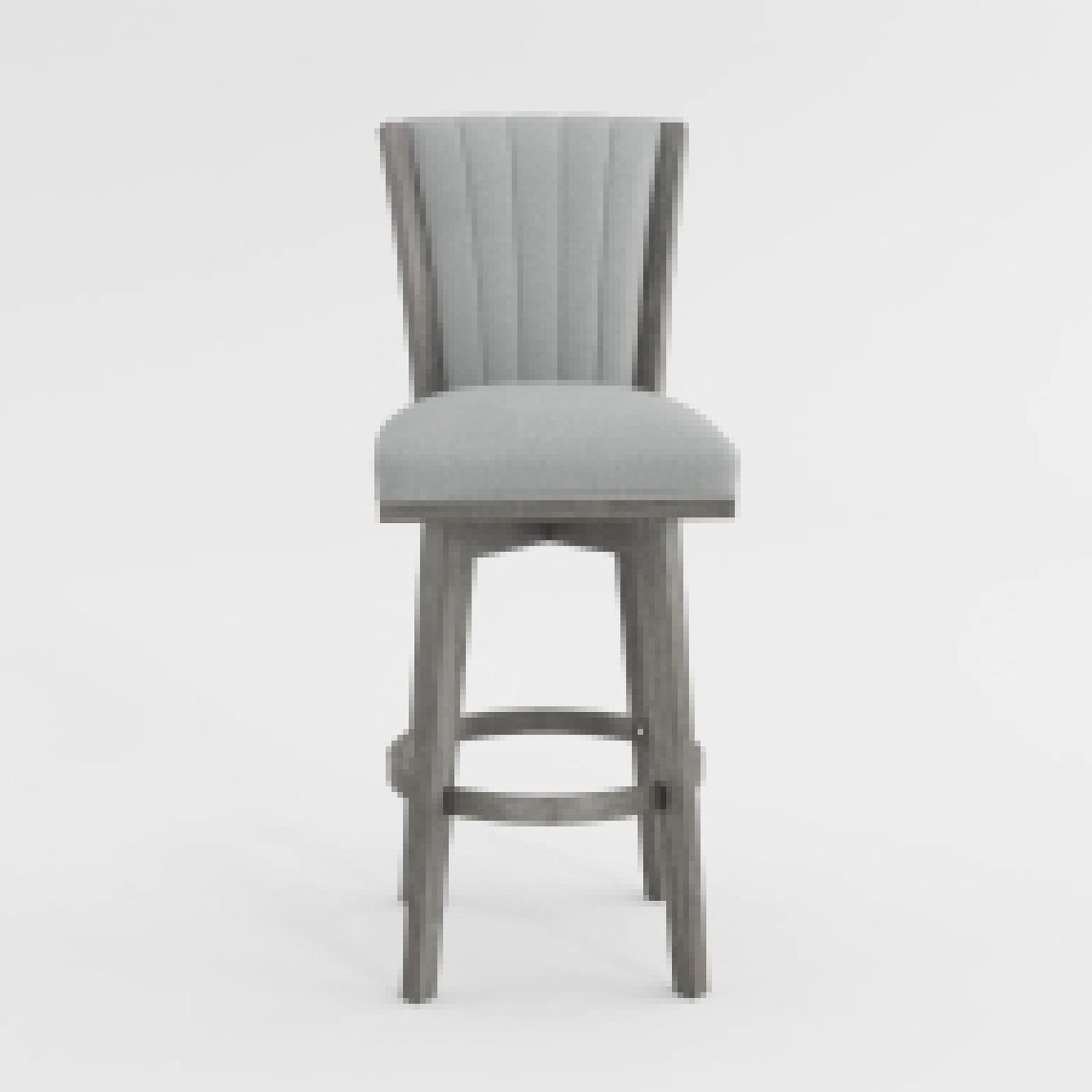 Core Set of 2 Swivel Counter Stool Chairs, Gray, Channel Tufted Velvet