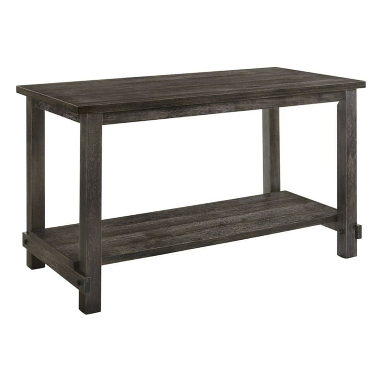 Counter Height Wooden Dining Table with Open Bottom Shelf, Gray