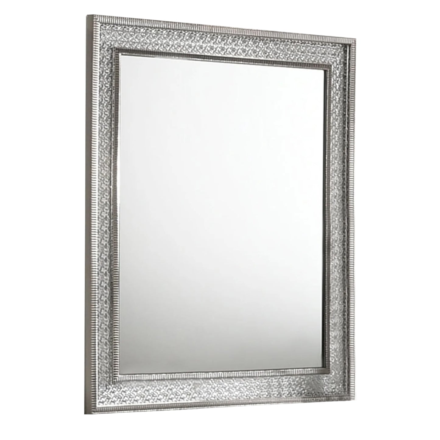 Zara 36x40 Dresser Mirror, Rectangular, Chrome Geo Molding, Ash Gray