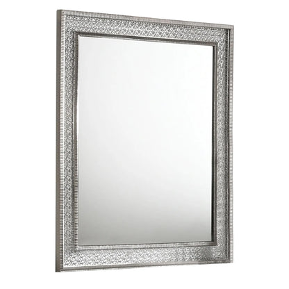 Zara 36x40 Dresser Mirror, Rectangular, Chrome Geo Molding, Ash Gray