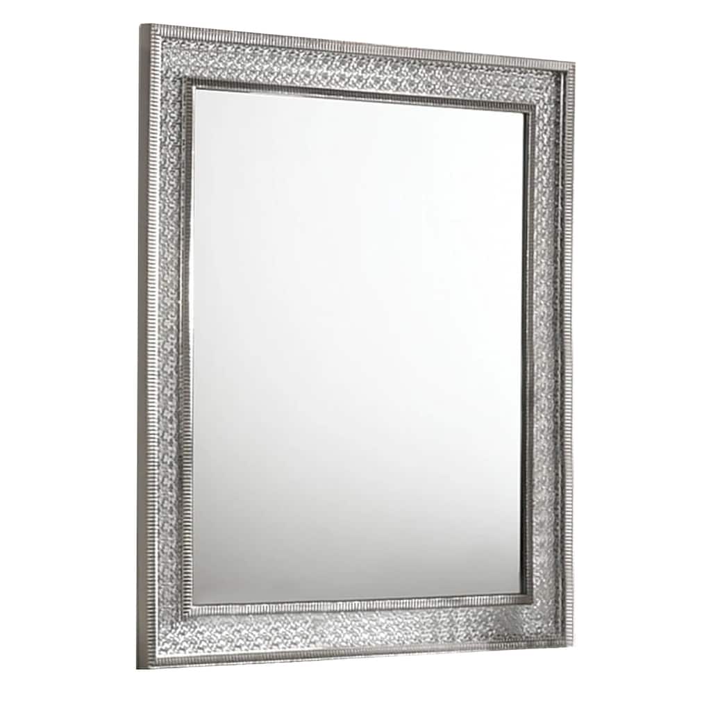 Cyl 36 x 41 Dresser Mirror with Scale Molding Trim, Metallic Gray Wood